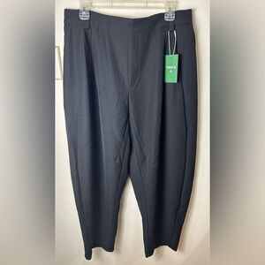 Halara Mid Rise Pocket Barrel Leg Pants L Black NWT Pleated Oversized Pull On
